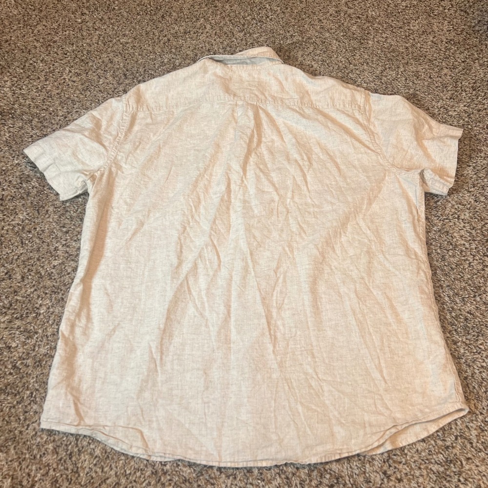 Sonoma Goods For‎ Life Mens XL Beige Linen Blend Short Sleeve Button Down Shirt - Picture 7 of 7